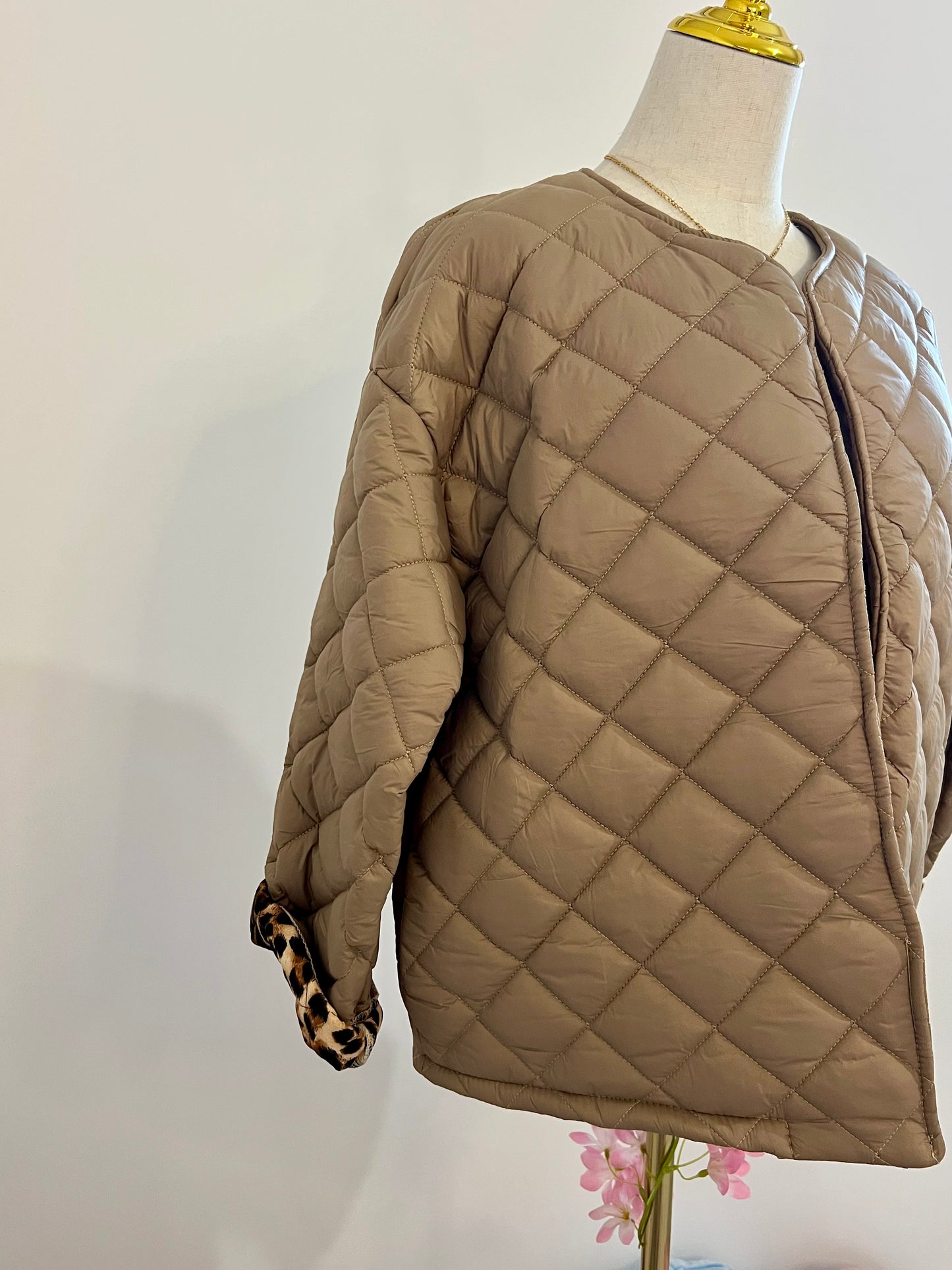 VESTE MATELASSEE DOUBLURE LEOPARD CAMEL