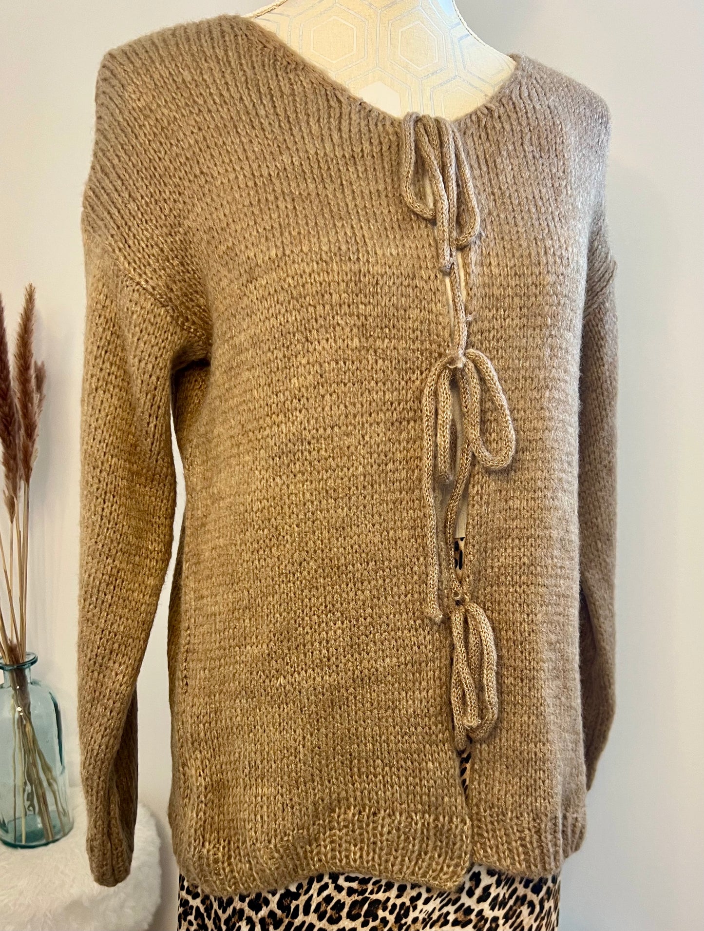 Pullover gilet noeuds Camel