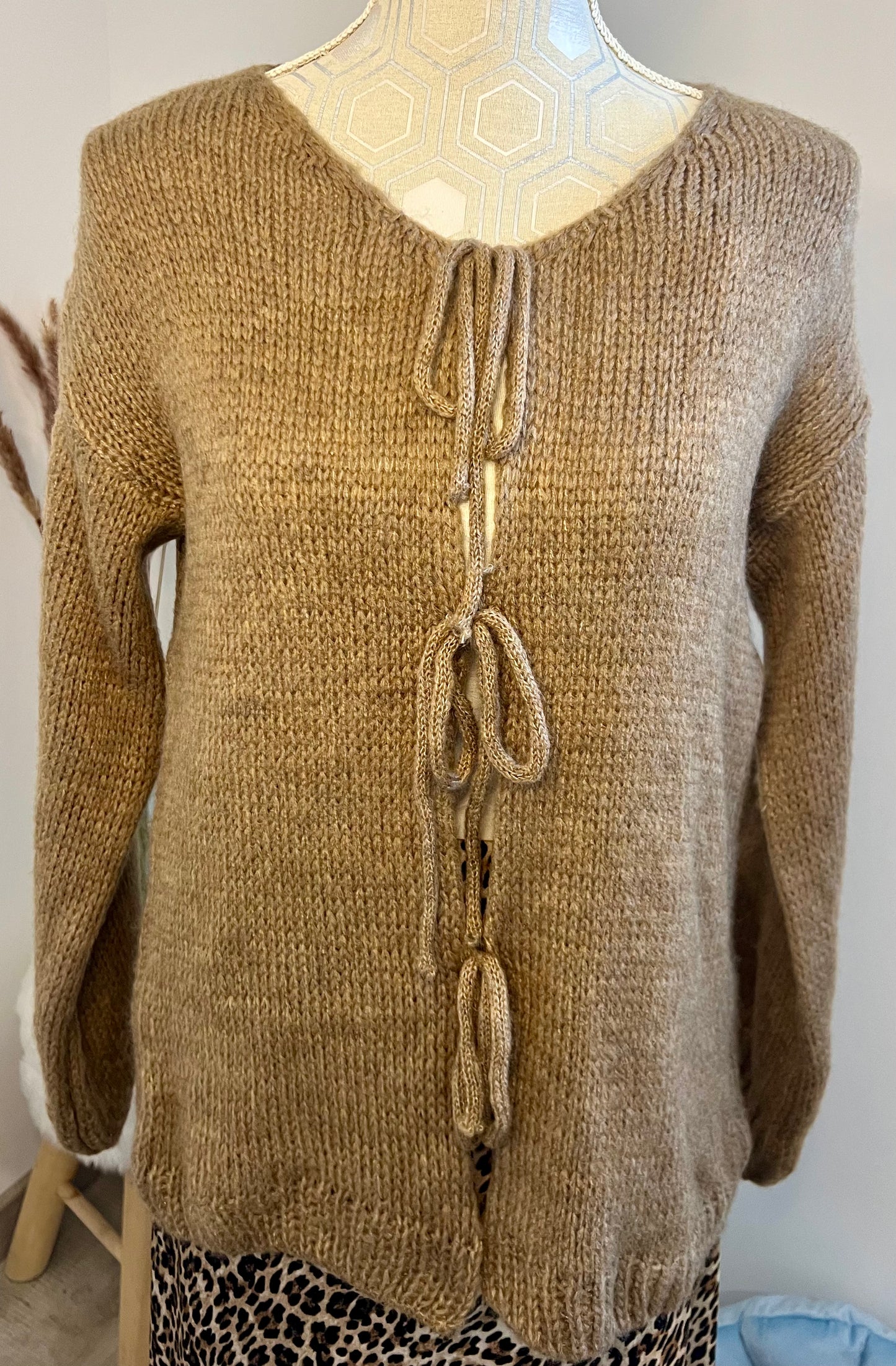 Pullover gilet noeuds Camel