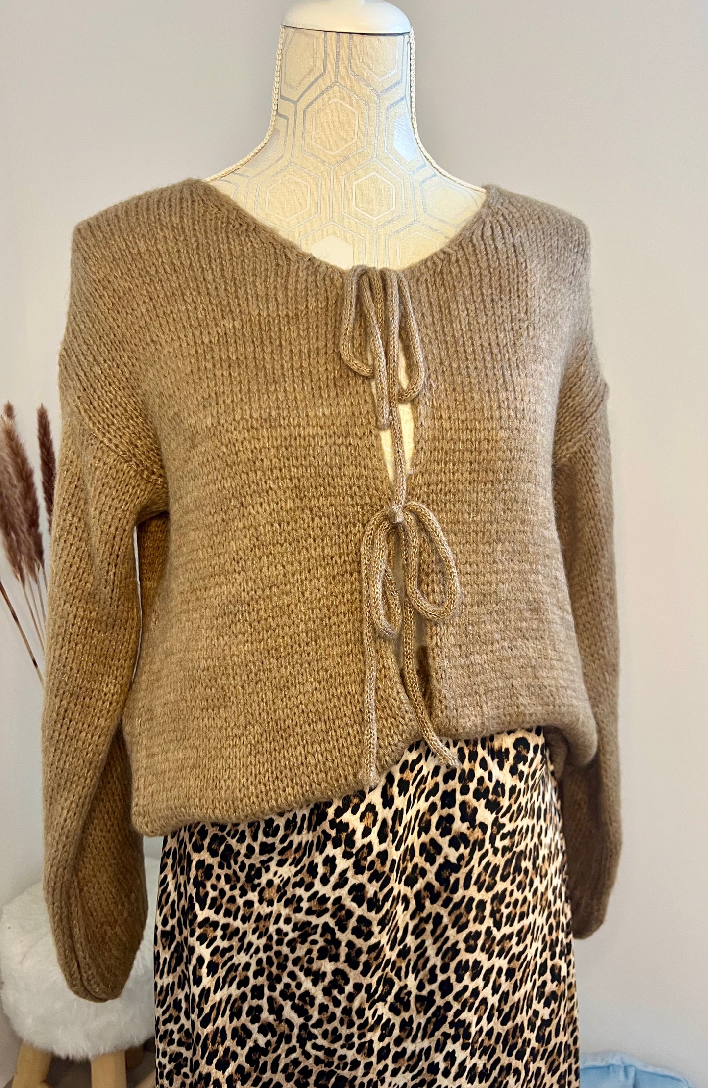 Pullover gilet noeuds Camel