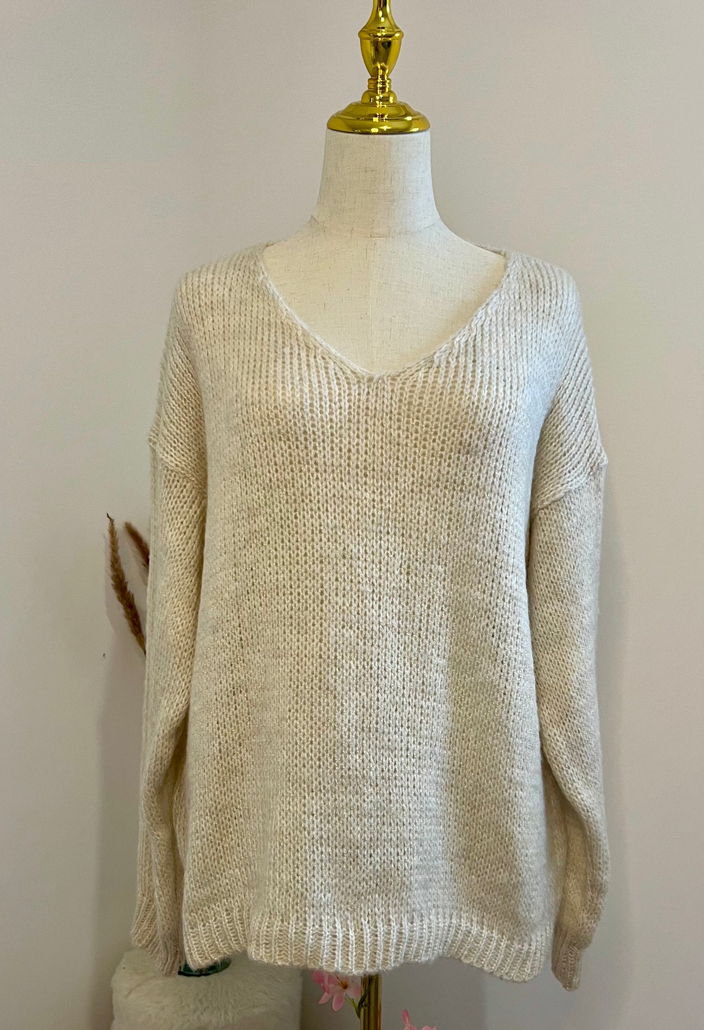 PULLOVER MAILLE OVERSIZE BEIGE