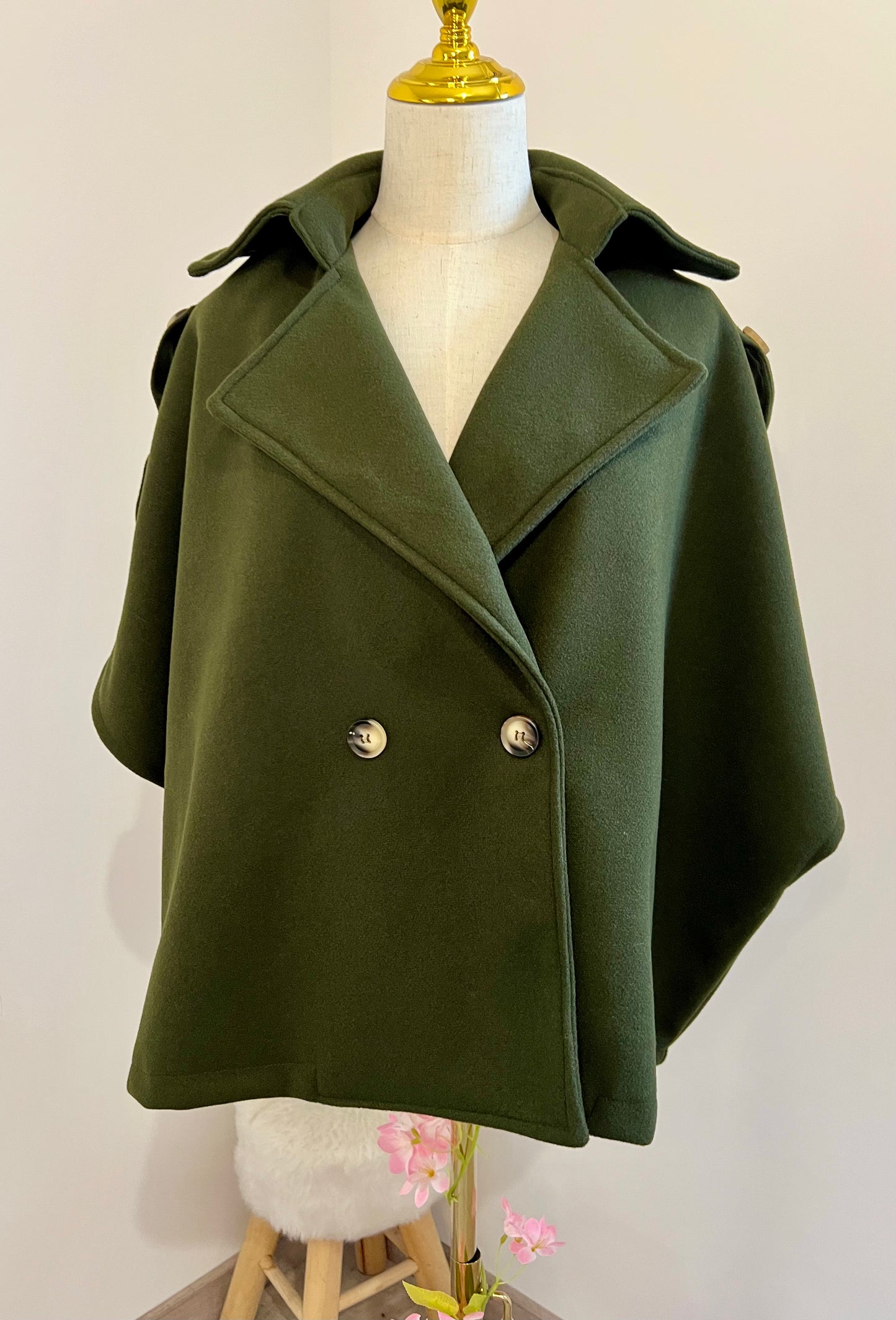 MANTEAU BOUTONS VERT MILITAIRE