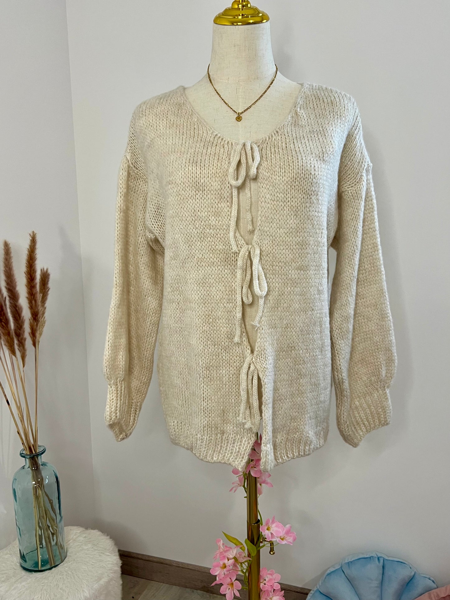 PULLOVER GILET NOEUDS BEIGE