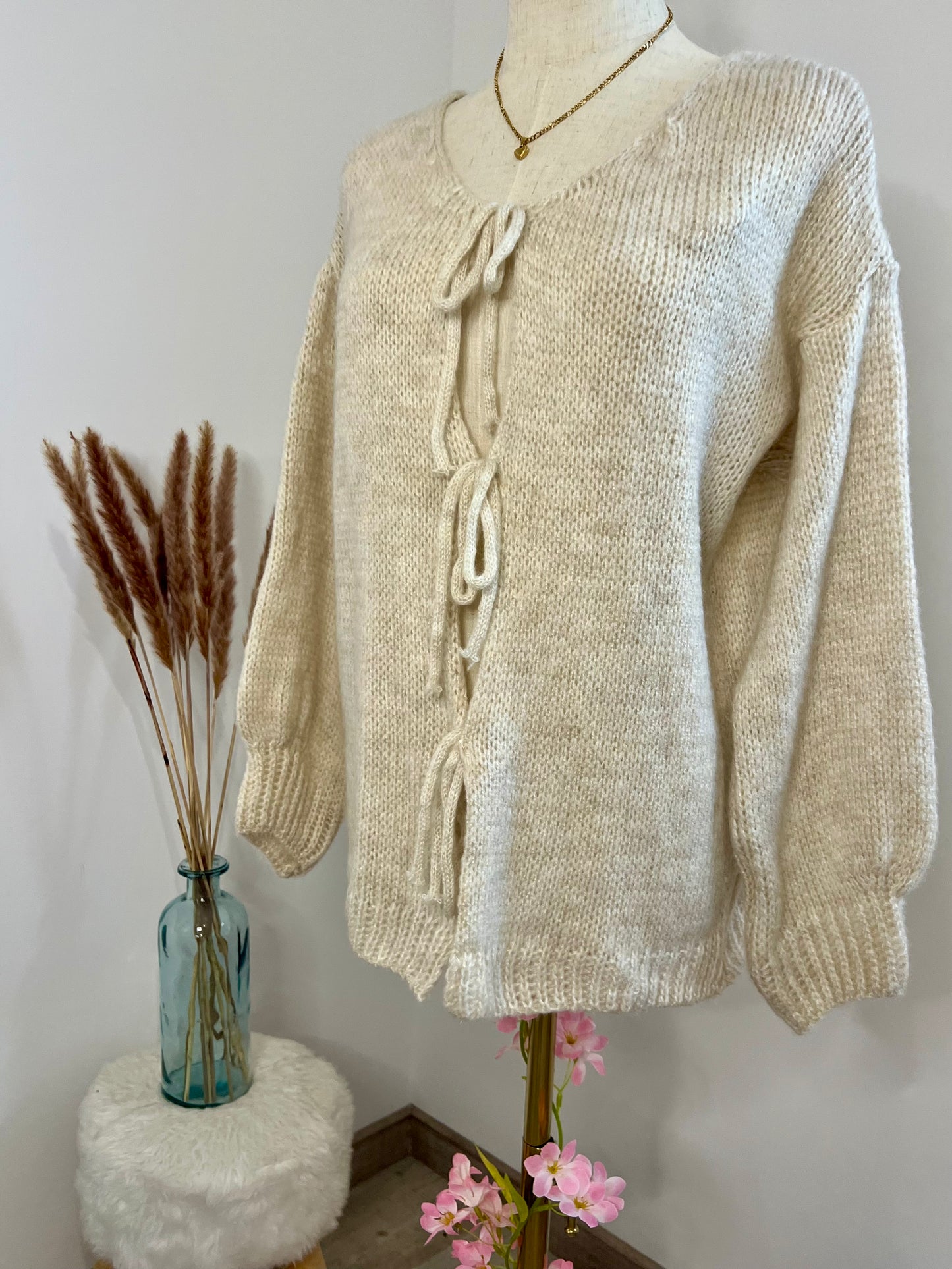 PULLOVER GILET NOEUDS BEIGE